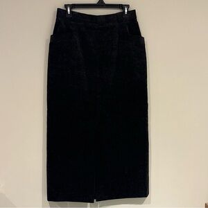 Elegant Highwasted Dark Grey Corduroy Women's Midi Skirt